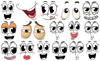 Sticker - Set of facial expression on white background