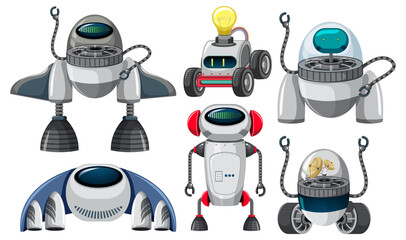Wall Mural - set of spaceship objects and ufo