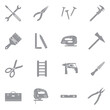 Home Tools Icons. Gray Flat Design. Vector Illustration.