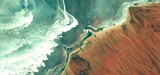 abstract landscape of the deserts of Africa from the air emulating the shapes and colors of a mirage of the sea in the desert,