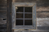 Fototapeta  - Sunja, Croatia, April 20,2021 : Rustic style aged window at rural home wall.