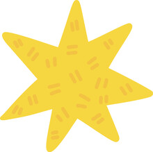 Doodle Star Element, Yellow Isolated Illustration