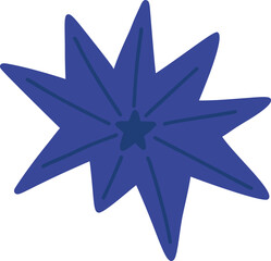 Doodle star element, blue isolated illustration