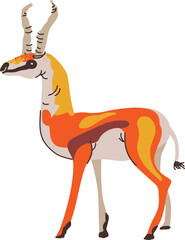 Sticker - Antelope as Even-toed Ruminant Species with Horns and Wild African Animal Living in Savannah