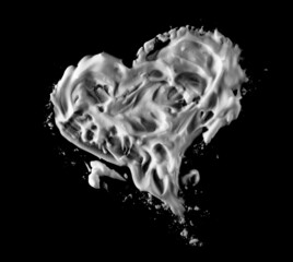 Shaving foam in shape heart isolated on black