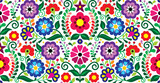 Fototapeta Kuchnia - Mexican traditional floral embroidery style vector samless pattern with flowers, textile or fabric print design inspired by folk art from Mexico
 