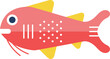 Bright Mullet Fish as Seafood and Aquatic Species Depicted in Flat Style