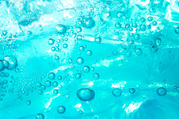 Wall Mural - Blue macro bubbles,Colorful artistic of oil drop floating on the water.