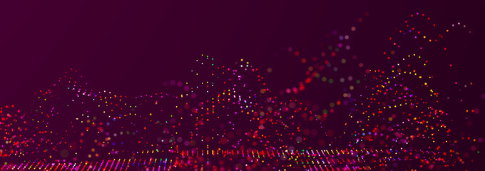 Poster - Technology background with glowing defocused particles. Big data. Digital background. 3D
