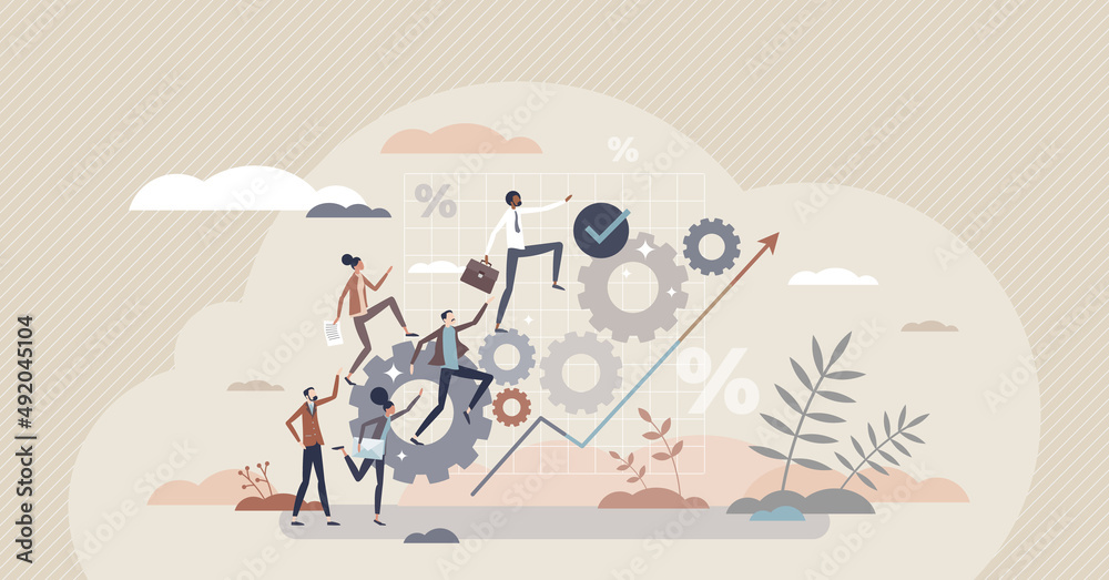 Productive business development with effective team tiny person concept ...