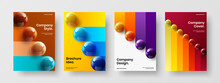 Minimalistic Brochure Vector Design Illustration Collection. Unique 3D Spheres Book Cover Concept Set.