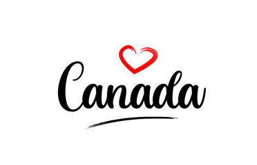 Wall Mural - Canada country name with red love heart and black text