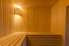 Interior Of Empty Dry Finnish And Russian Sauna Bath