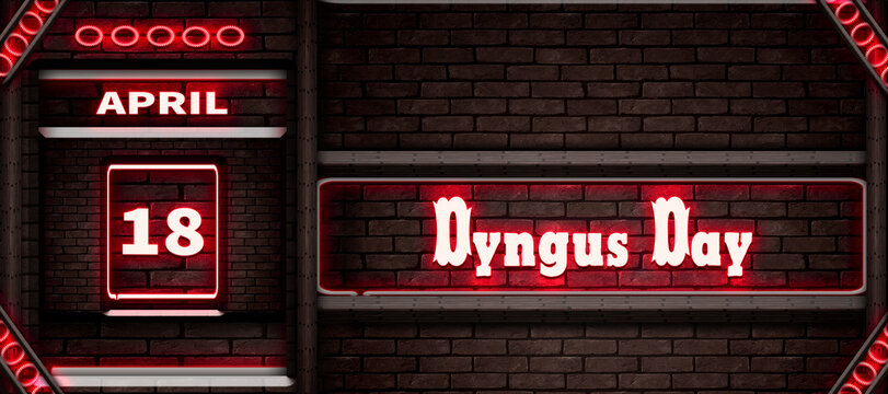 18 April, Dyngus Day, Neon Text Effect on bricks Background