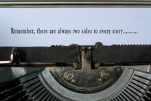 Text Typed On An Old Classic Typewriter. The Truth Always Prevails.