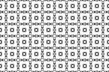 Vector monochrome seamless pattern, simple black & white repeat geometric texture, endless mosaic background, retro style. Abstract ornamental backdrop. Design element for prints, decor, textile, 