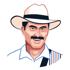 Isolated traditional paisa man Colombian folklore Vector illustration