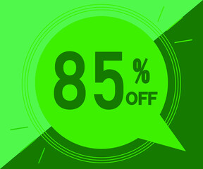 Special offer with 85% off sales. Advertisement in green