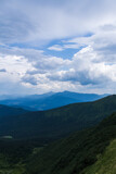 Fototapeta  - beautiful carpathian mountains, road, hills, forest, ukrainene