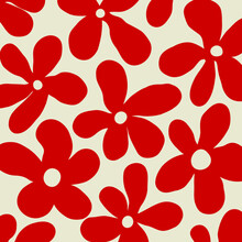 Minimalist Red Flower Power Hipster Pattern
