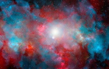 Wall Mural - Space background with stardust and shining stars. Realistic cosmos and color nebula. Colorful galaxy. 3d illustration