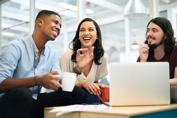 Poster - Working with every exceptional idea of theirs. Shot of a group of businesspeople having a discussion in an office.