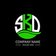 SKO logo monogram isolated on circle element design template, SKO letter logo design on black background. SKO creative initials letter logo concept.  SKO letter design.