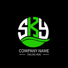 Fototapete - SKY logo monogram isolated on circle element design template, SKY letter logo design on black background. SKY creative initials letter logo concept.  SKY letter design.