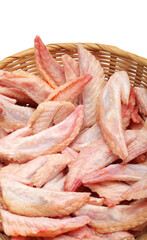 Poster - Raw chicken wings on White background