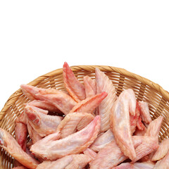 Poster - Raw chicken wings on White background