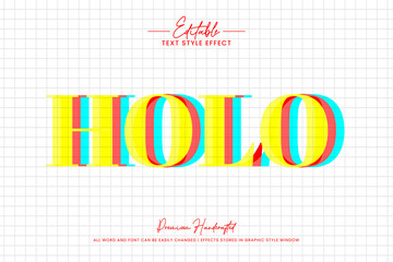 Poster - Holo Glitch 3d Text Style Effect. Editable illustrator text style.