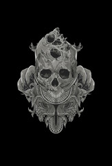 Wall Mural - Dark art Skull Head human Artwork Logo design Ornament