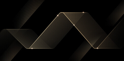 diagonal golden line glass cube on black background, illustration of website banner, poster sign corporate business, social media post, billboard agency advertising media, motion video, animation wave