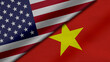 © patera - 3D Rendering of two flags from United States of America and Socialist Republic of Vietnam together with fabric texture, bilateral relations, peace and conflict between countries, great for background