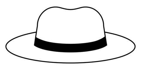 White hat with black lace ribbon, white hat for design