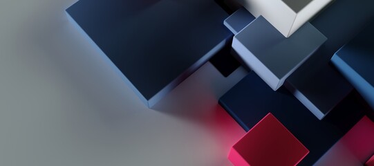 Poster - background of volumetric multicolored geometric shapes.