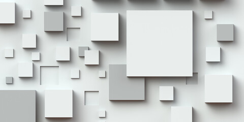 Leinwandbilder - 3D render. Composition of white cubes of different sizes on a white background