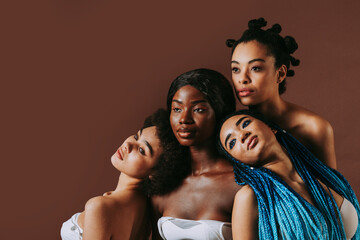 Beautiful black women posing in studio