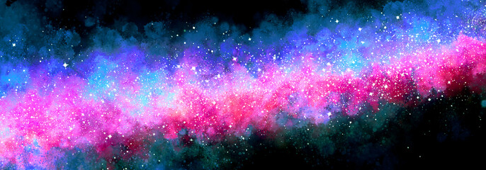Wall Mural - space background with realistic nebula and lots of shining stars. infinite universe and starry night