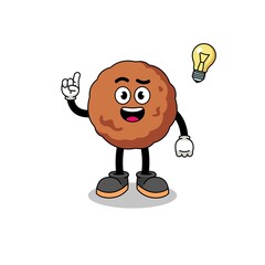 Wall Mural - meatball cartoon with get an idea pose