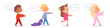 © backup_studio - Kids sleepwalkers in pajamas set, funny little girls and boys sleepwalk at night