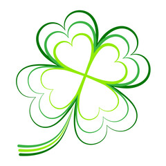 Aufkleber - Happy St Patricks day. Leaf clover isolated on white background. Good luck four leaf clover flat line icon for apps and websites.	
