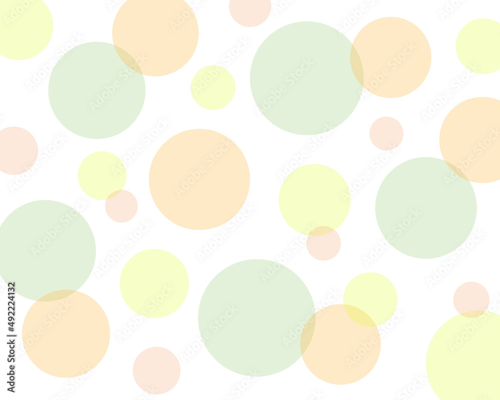 ランダムな春色の水玉模様　背景　壁紙　全面