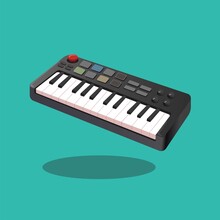 Electric Mini Keyboard Piano Music Instrument Symbol Illustration Vector