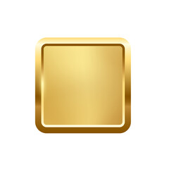 Poster - gold square button with frame, 3d golden glossy elegant design for empty emblem