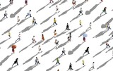Fototapeta Panele - goup of people walking aerial - illustration of crowd of people