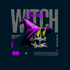 Wall Mural - witch illustration with street wear design