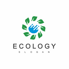 Wall Mural - Water Leaf Ecology Logo Design Template