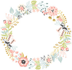 Floral frame with leaves, nature element for text