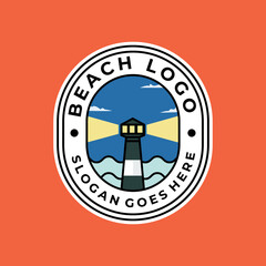 Wall Mural - beach badge logo vector sticker badge light house minimalist design